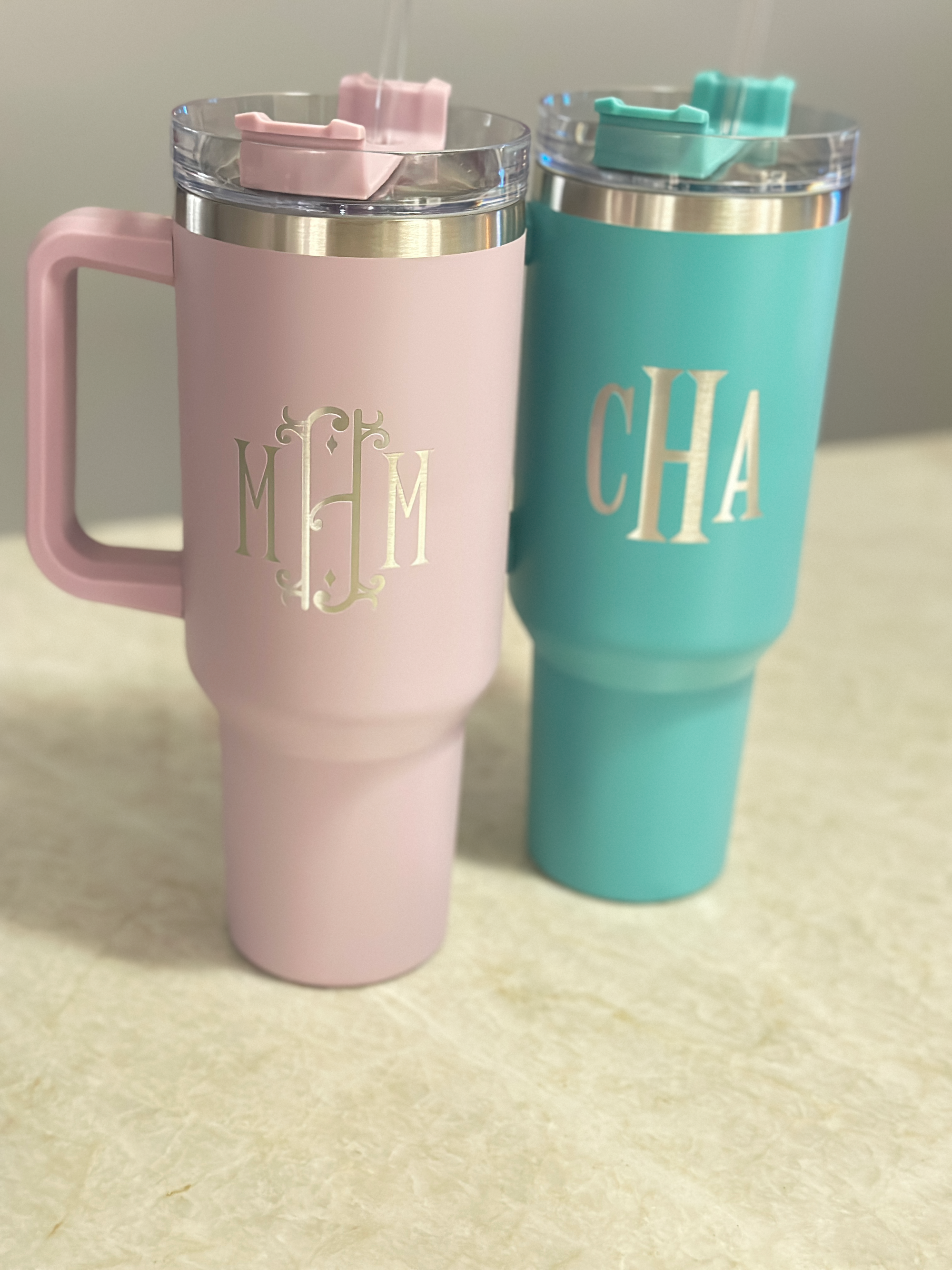 Personalized Engraved 40 ounce Tumbler with Straw