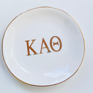 Kappa Alpha Theta Sorority Ring Dish with gold trim