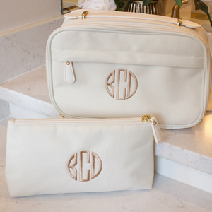Personalized Toiletry Bag and Makeup Bag  Beige