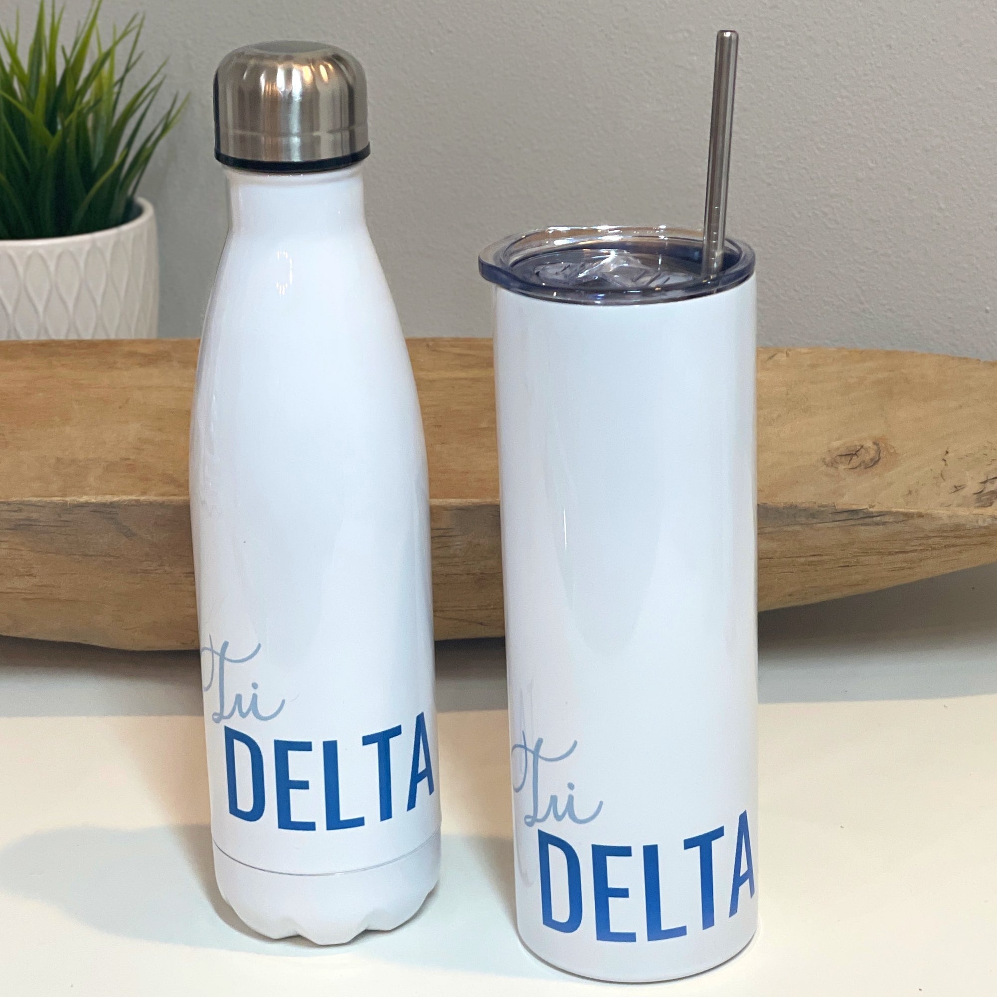 Delta Delta Delta Water Bottle or Skinny Tumbler
