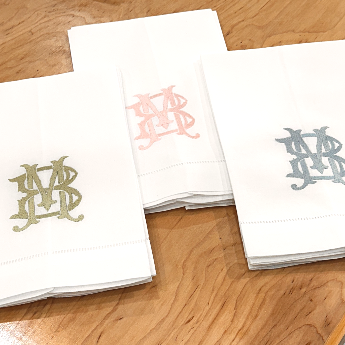 Linen Tea Towel with Interlocking Two-Letter Monogram