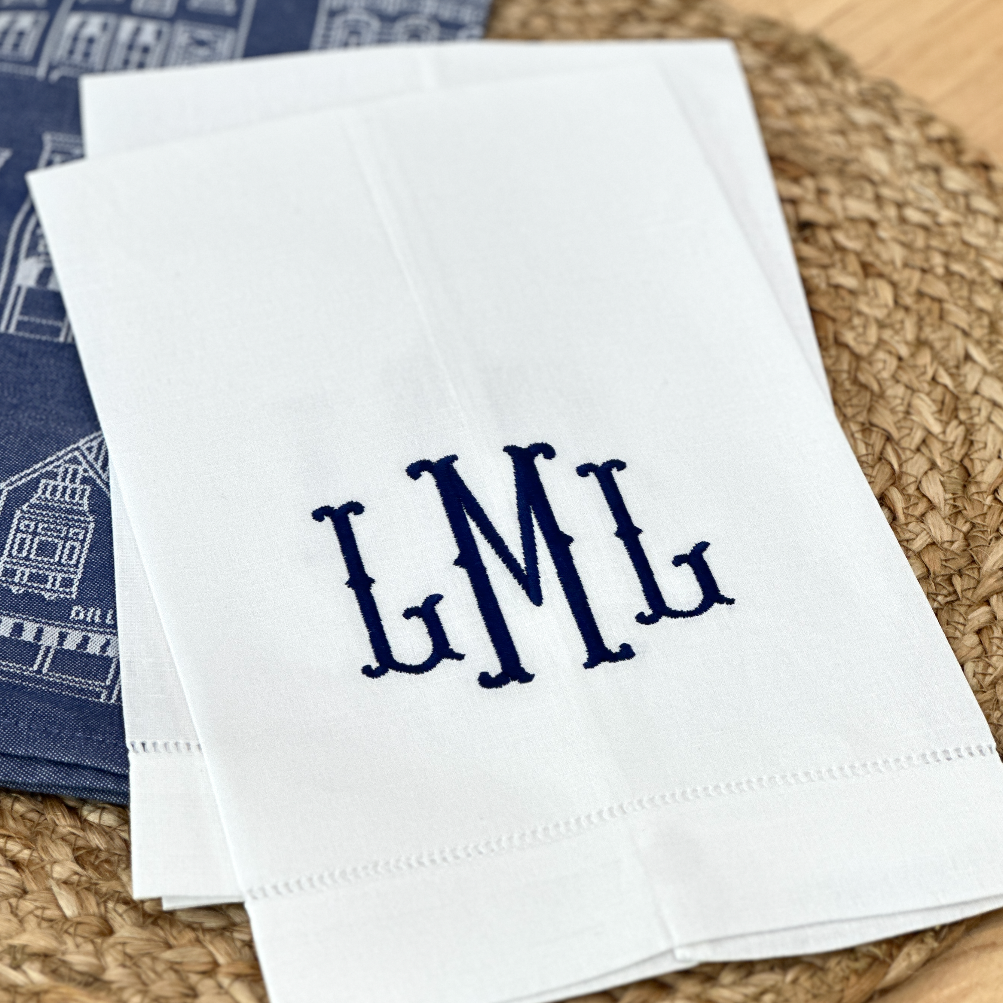 Monogrammed Linen Tea Towel - Choose your Monogram Style