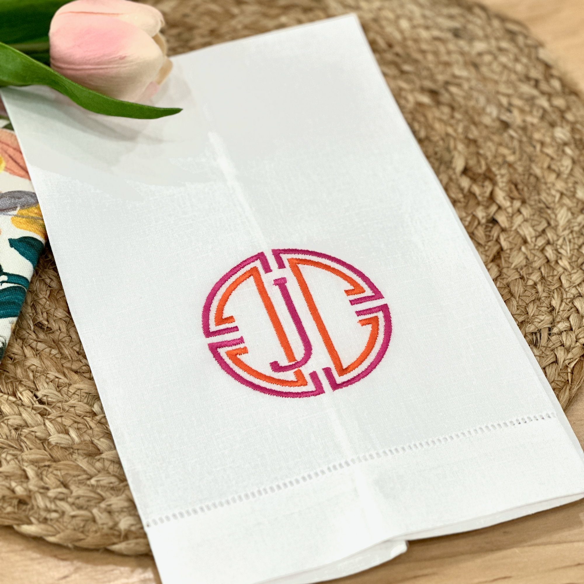 Monogrammed Linen Tea Towel - Choose your Monogram Style