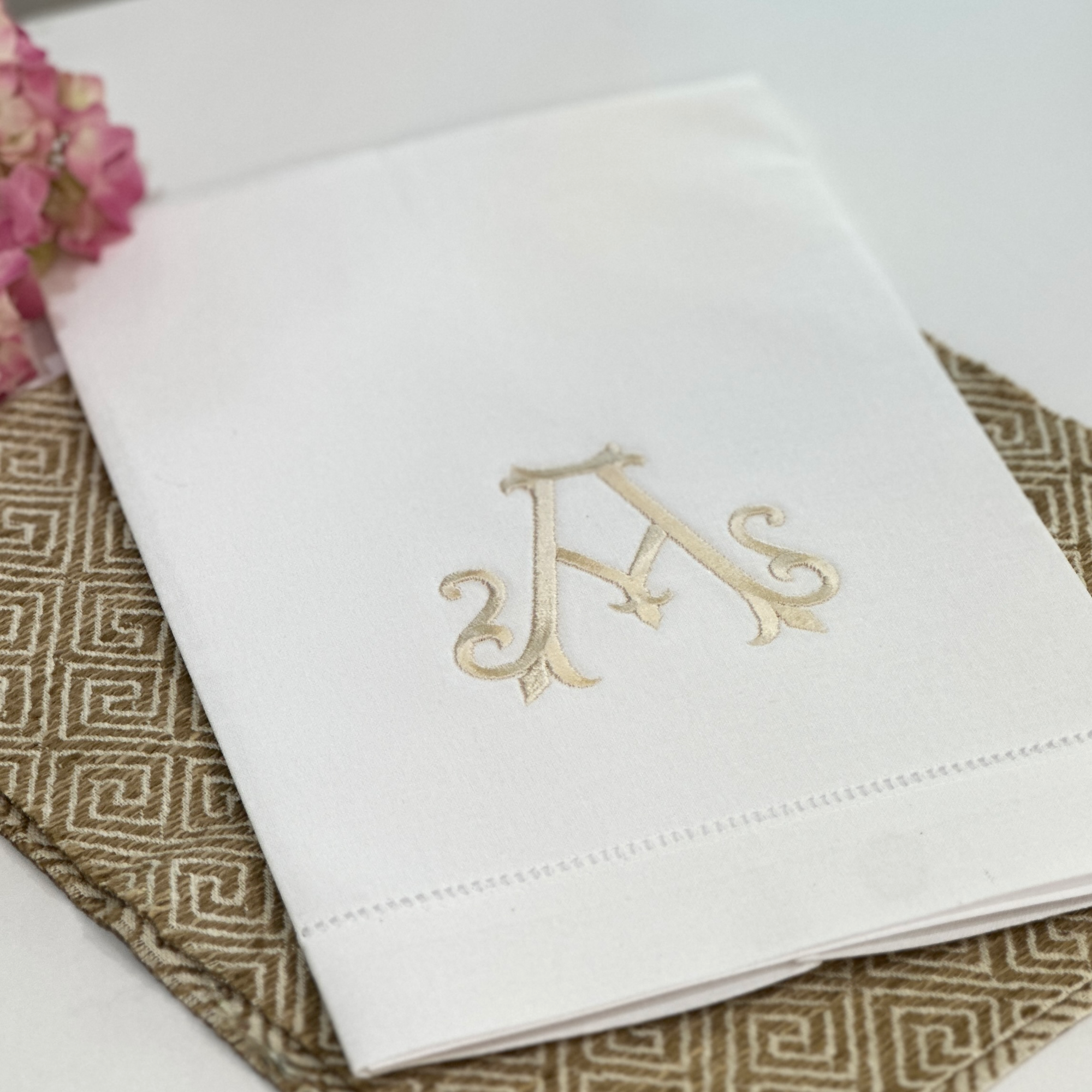 Monogrammed Linen Tea Towel - Choose your Monogram Style