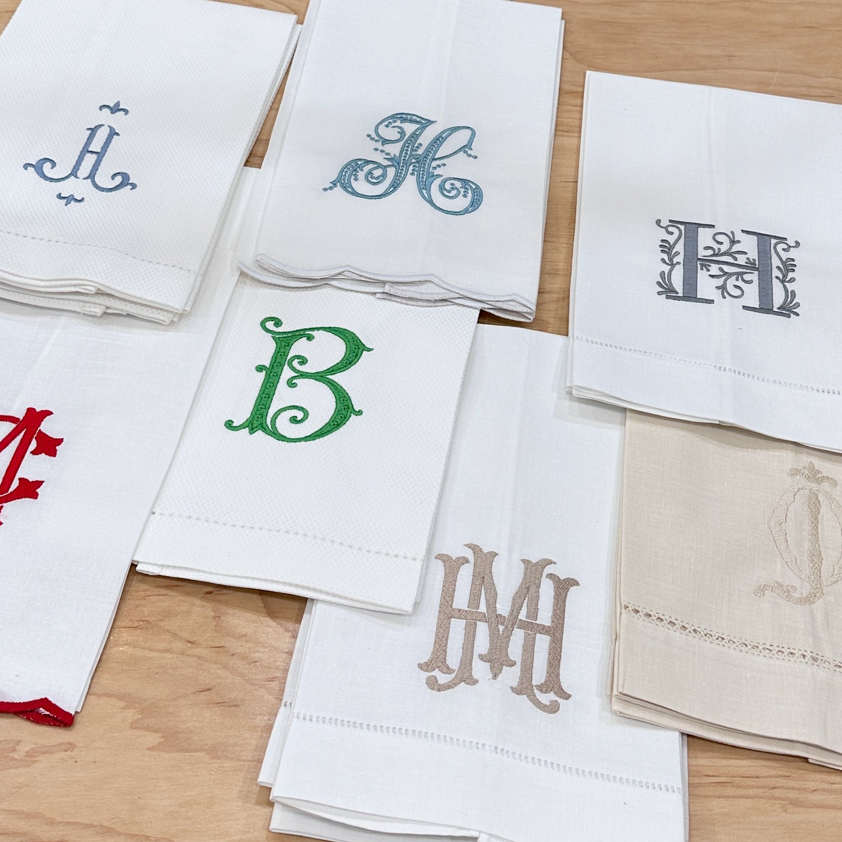 Monogrammed Linen Tea Towel - Choose your Monogram Style
