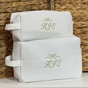 Personalized Waffle Pouch Cosmetic Toiletry Bag with Mini Icon Designs