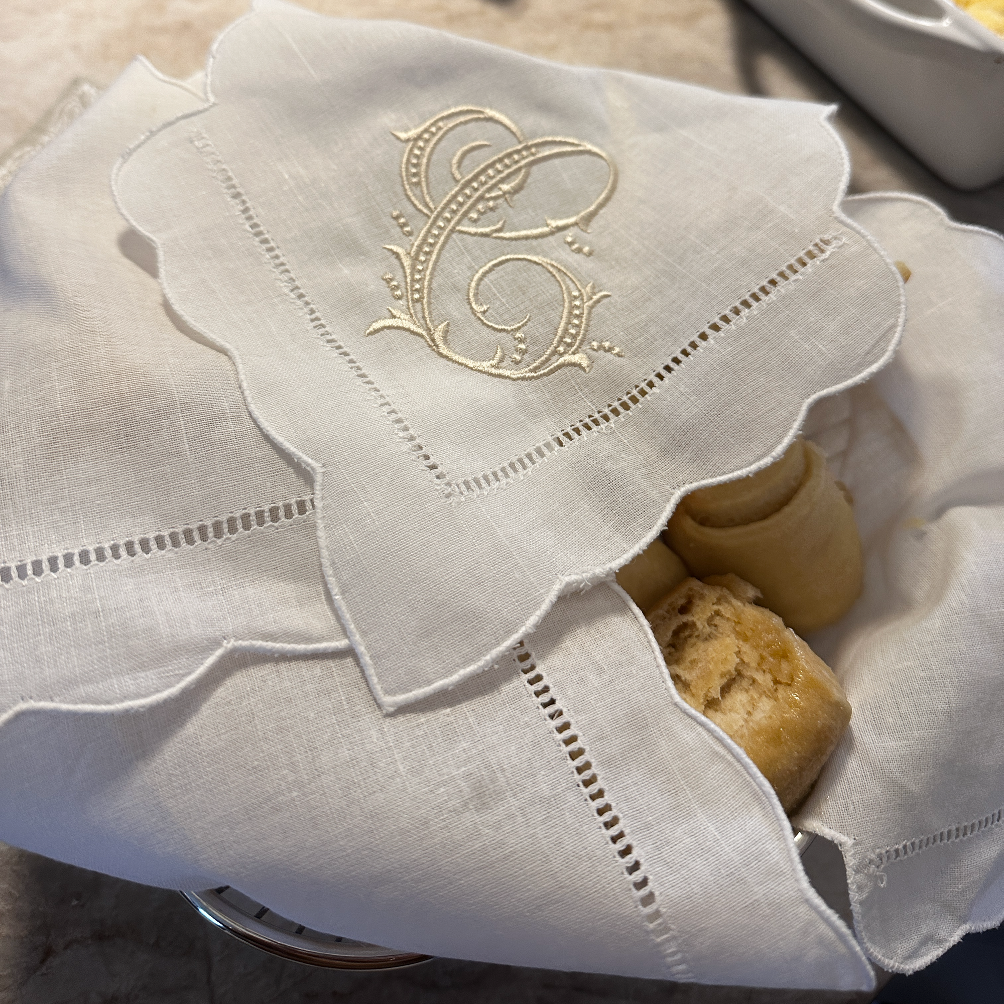 Monogram Linen Roll Cover - Bun Cover