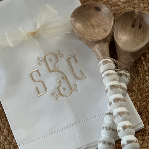 Monogrammed Linen Tea Towel - Choose your Monogram Style