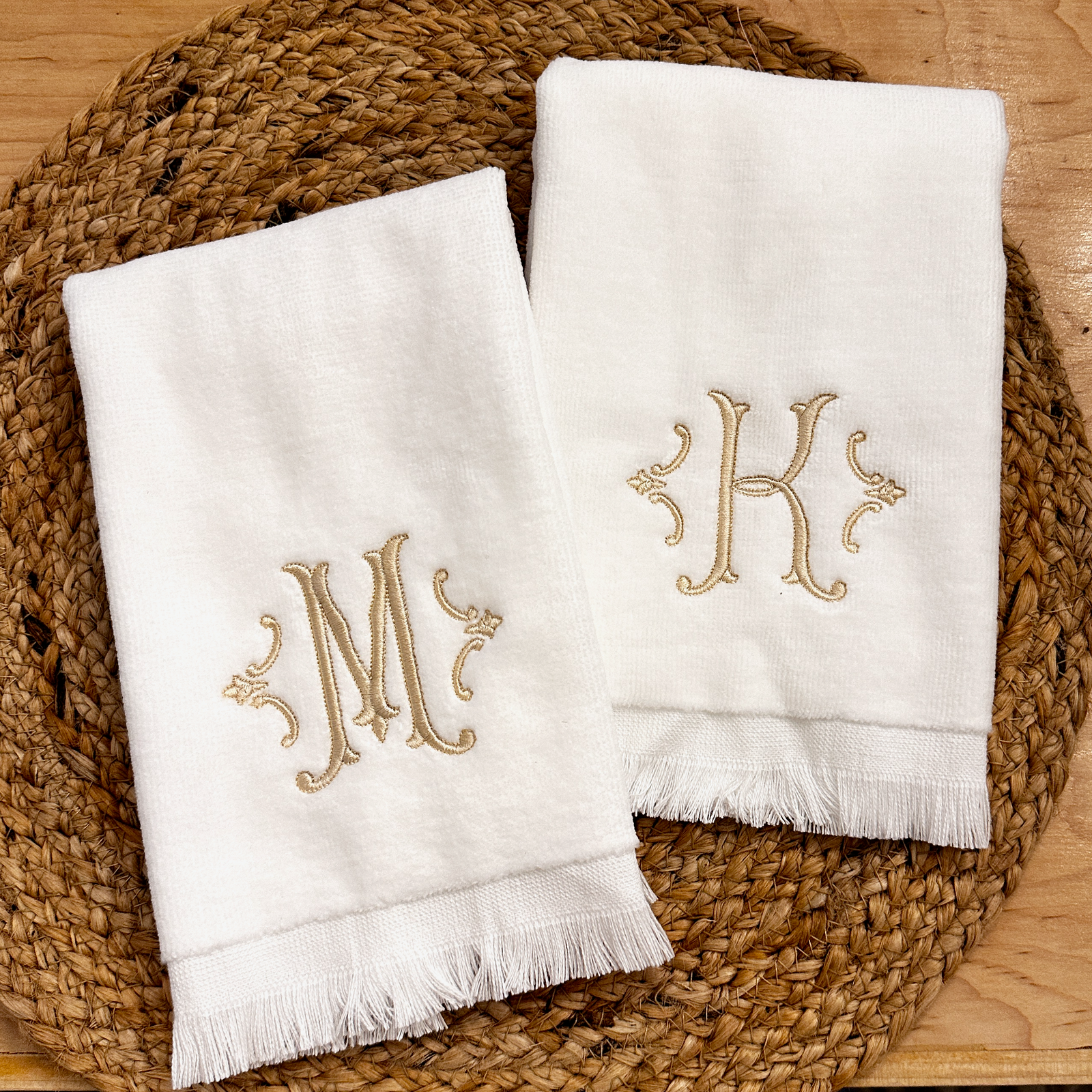 Personalized Monogram Fingertip Hand Towel  with Roman Single Monogram