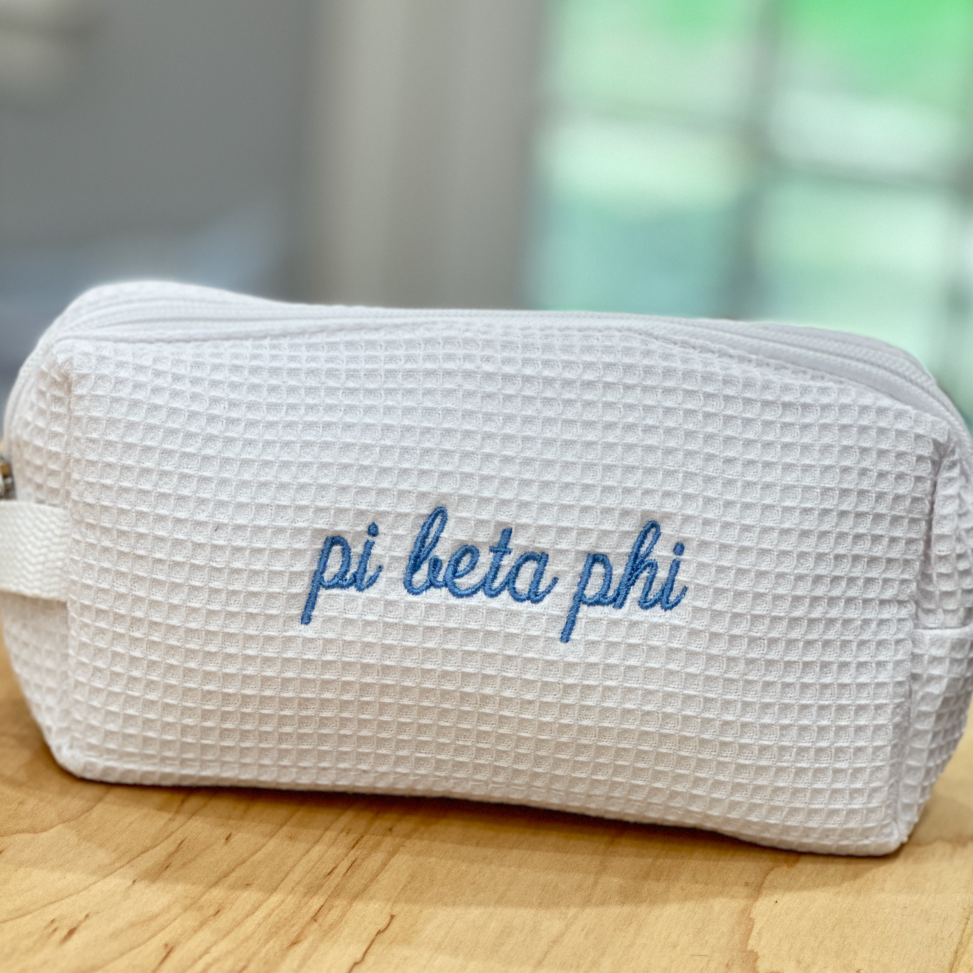 Sorority Waffle Weave Makeup Bag