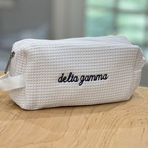 Sorority Waffle Weave Makeup Bag