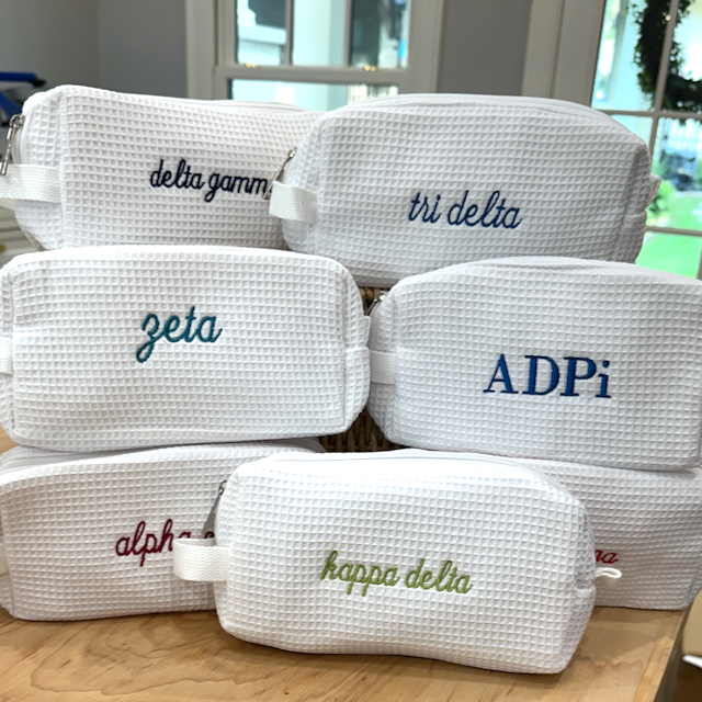 Sorority Waffle Weave Makeup Bag