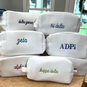 Sorority Waffle Weave Makeup Bag