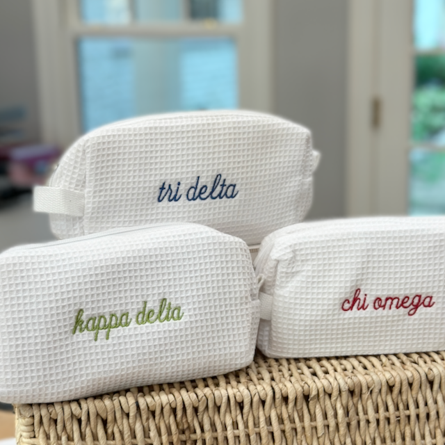 Sorority Waffle Weave Makeup Bag