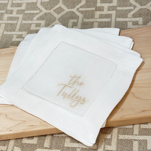 Monogrammed Linen Cocktail Napkins