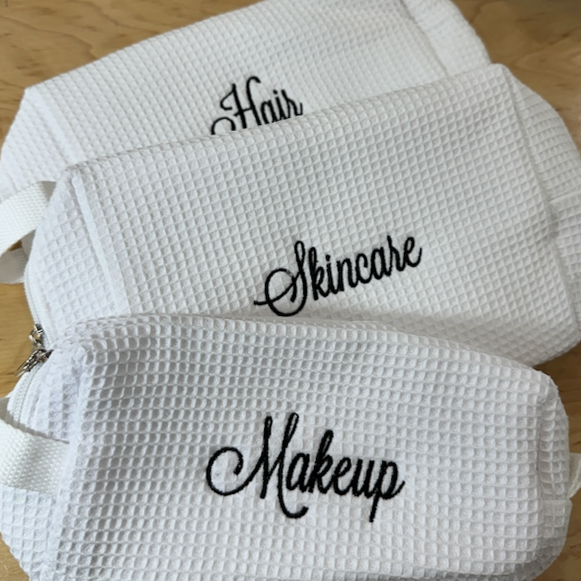 Personalized Cosmetic Makeup Bag Set with Script letters