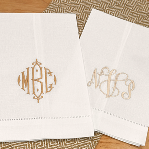 Monogrammed Linen Tea Towel - Choose your Monogram Style