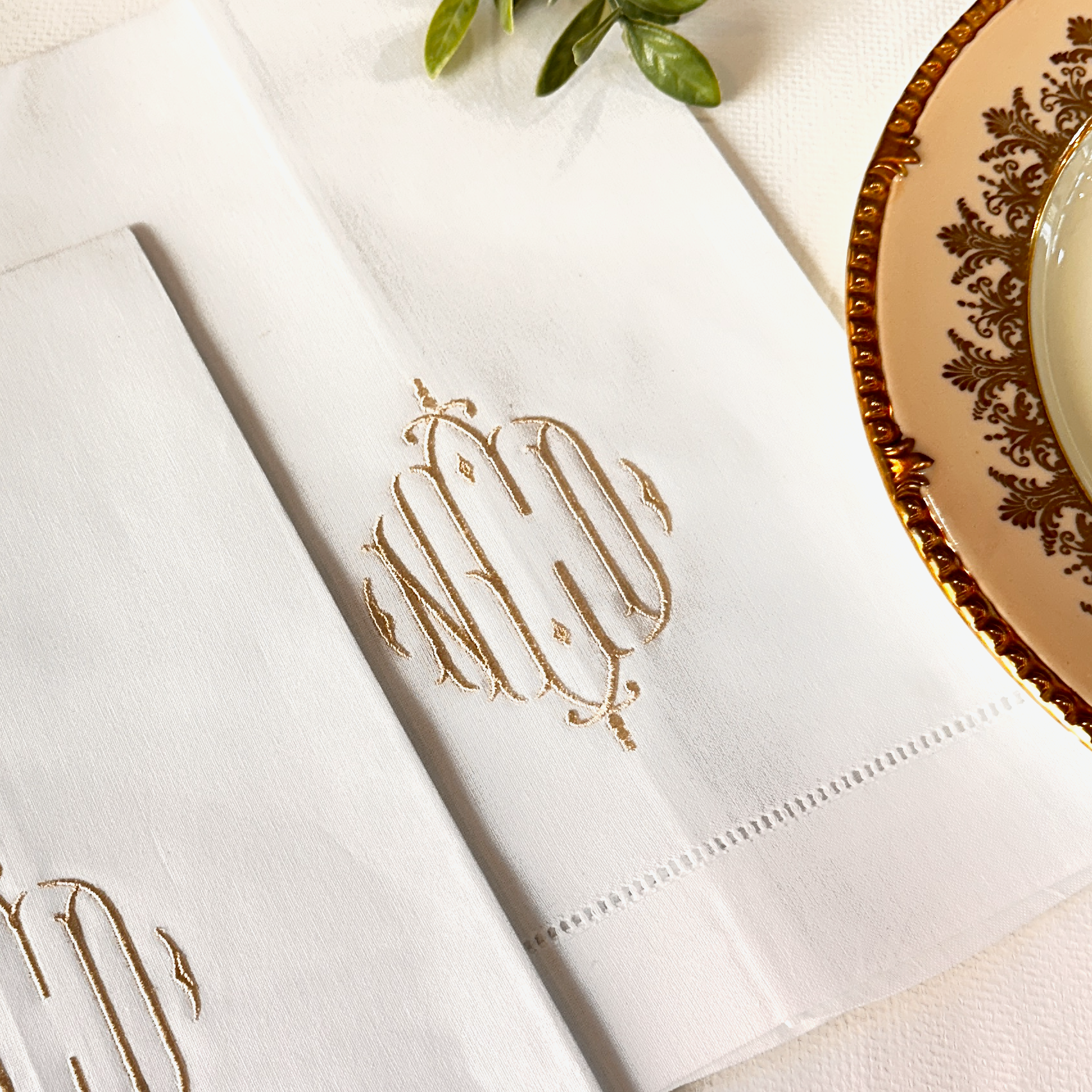 Monogrammed Linen Tea Towel - Choose your Monogram Style