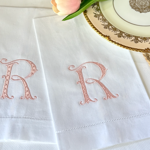 Monogrammed Linen Tea Towel - Choose your Monogram Style