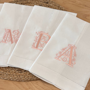 Linen Tea Towel with Whimsy Monogram Letter