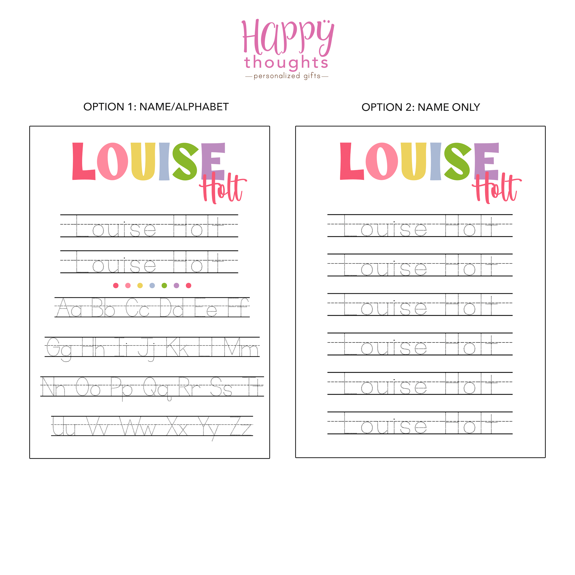 Personalized Name Alphabet Practice Writing Board - Dry Erase