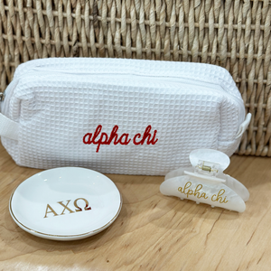 Sorority Waffle Bag Gift Set - Bag, Jewelry Dish, Hair Clip