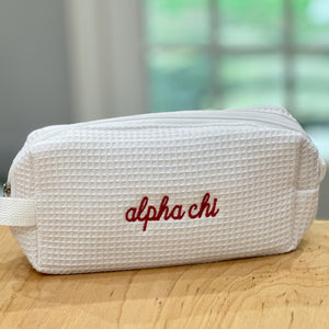 Sorority Waffle Weave Makeup Bag