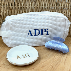 Sorority Waffle Bag Gift Set - Bag, Jewelry Dish, Hair Clip
