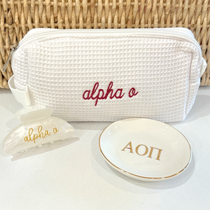 Sorority Waffle Bag Gift Set - Bag, Jewelry Dish, Hair Clip