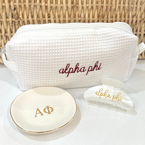 Sorority Waffle Bag Gift Set - Bag, Jewelry Dish, Hair Clip