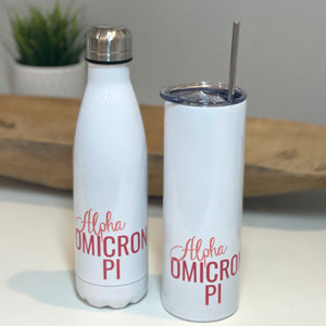 Alpha Omicron Pi Water Bottle or Skinny Tumbler