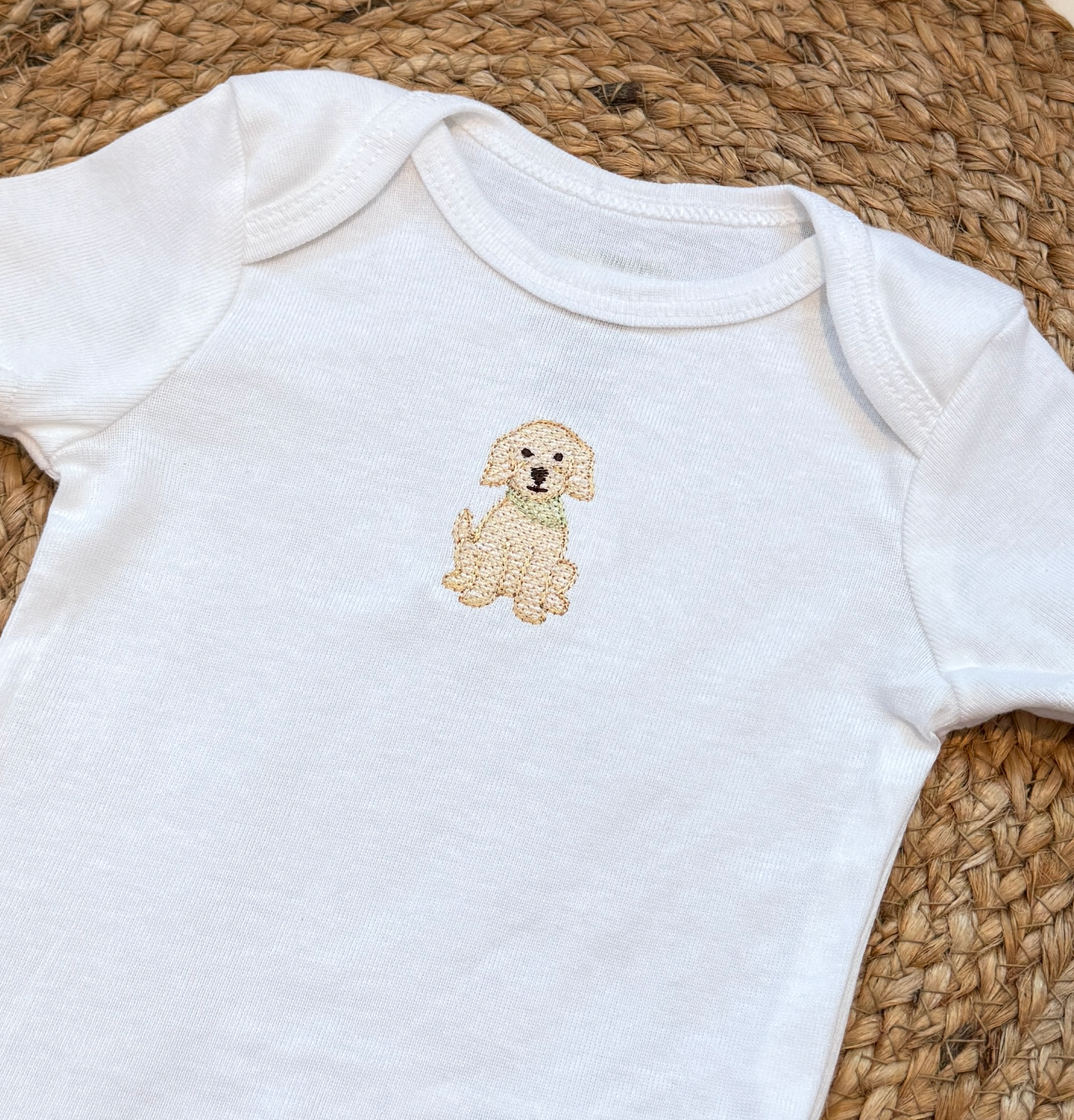 Personalized Baby One Piece Body Suit with Puppy