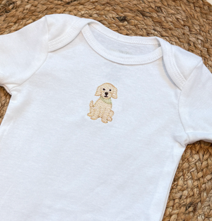 Personalized Baby One Piece Body Suit with Puppy