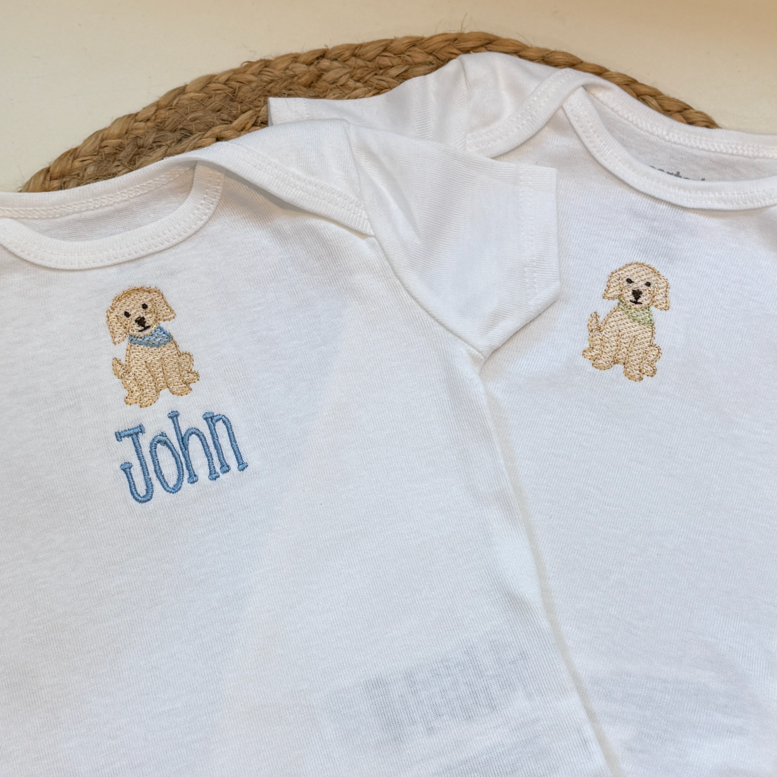 Personalized Baby One Piece Body Suit with Puppy