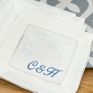 Linen Cocktail Napkins with Name or Text