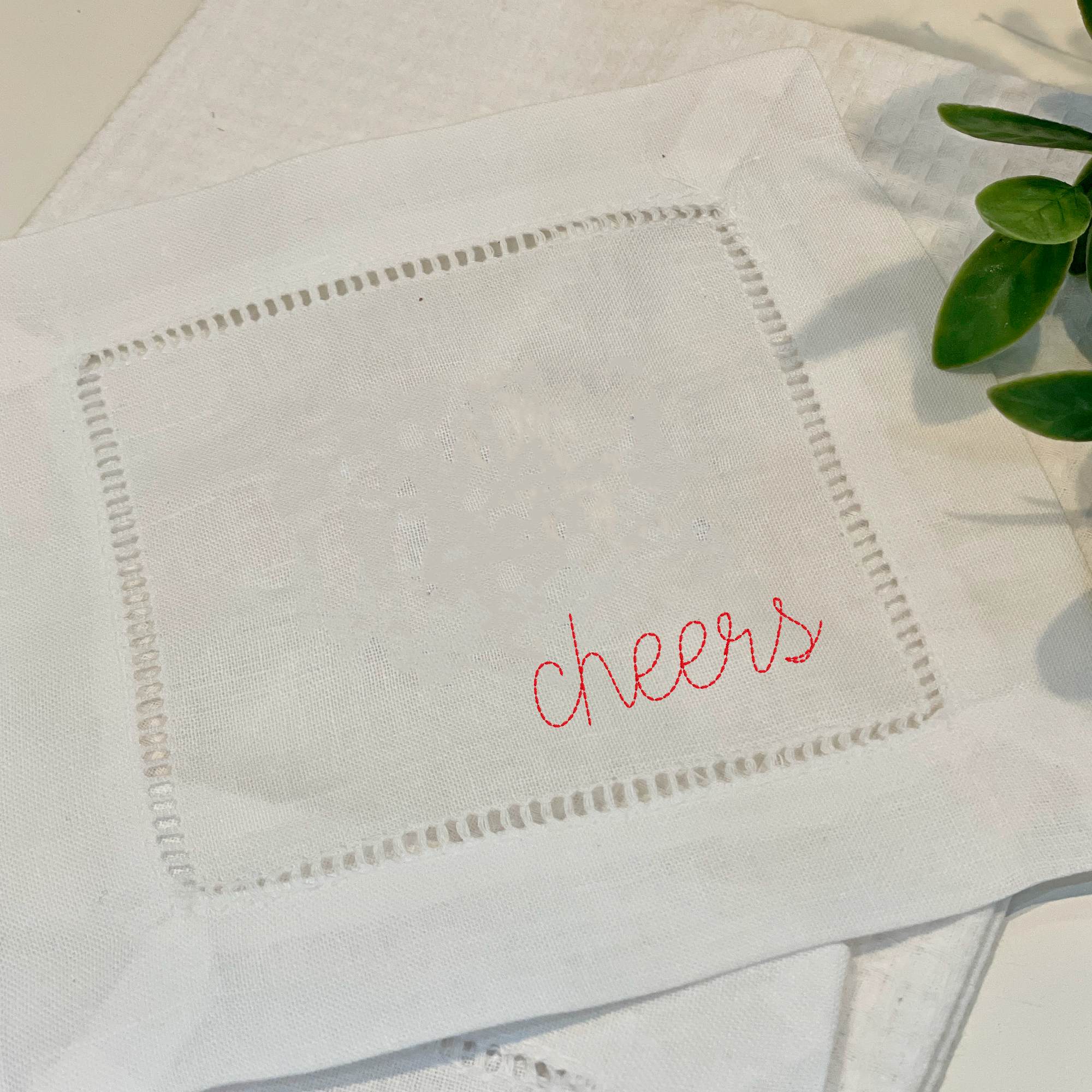 Linen Cocktail Napkins with Name or Text