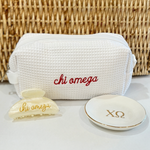 Sorority Waffle Bag Gift Set - Bag, Jewelry Dish, Hair Clip