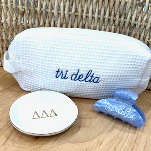 Sorority Waffle Bag Gift Set - Bag, Jewelry Dish, Hair Clip