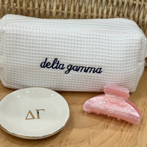 Sorority Waffle Bag Gift Set - Bag, Jewelry Dish, Hair Clip
