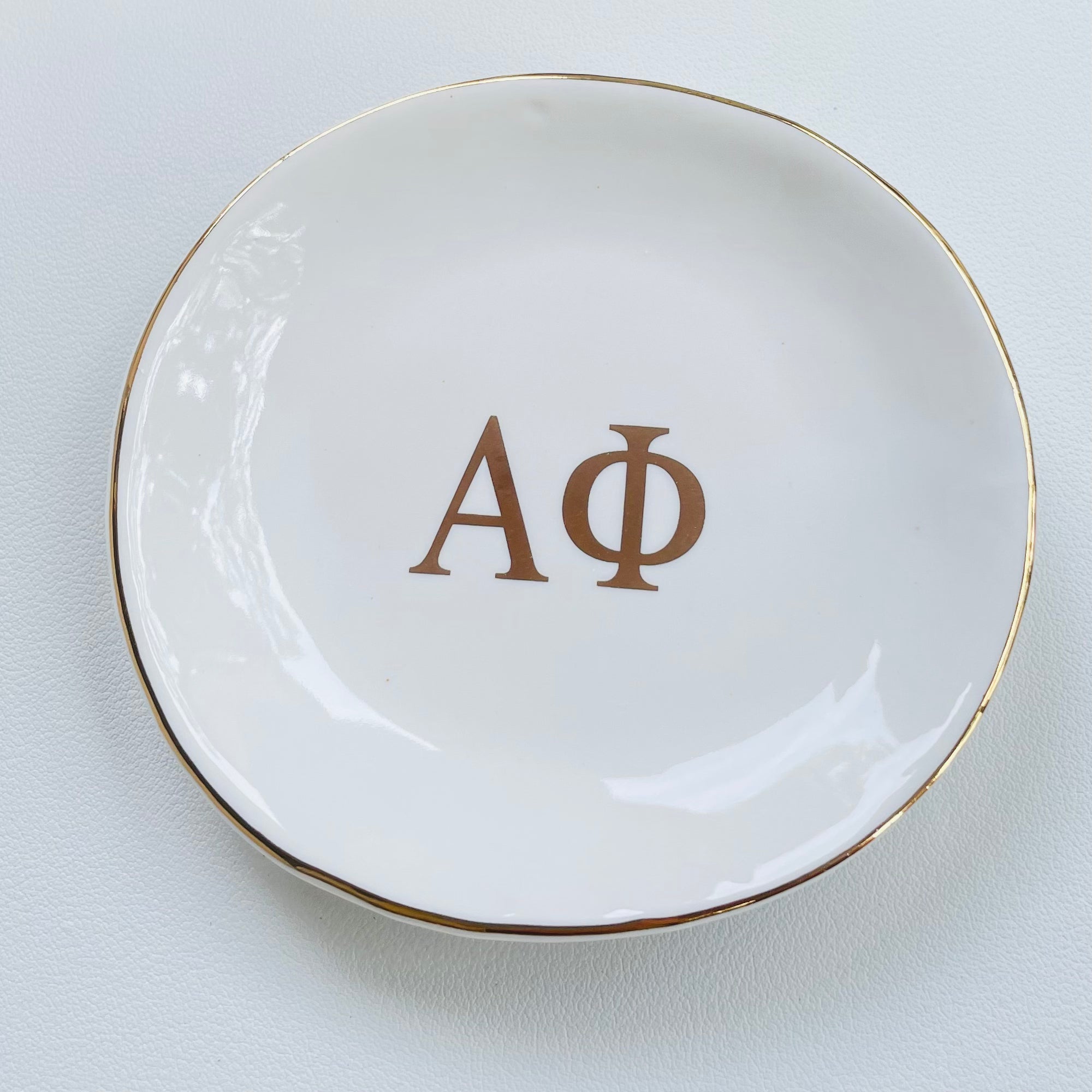 Alpha Phi Sorority Ring Dish with gold trim