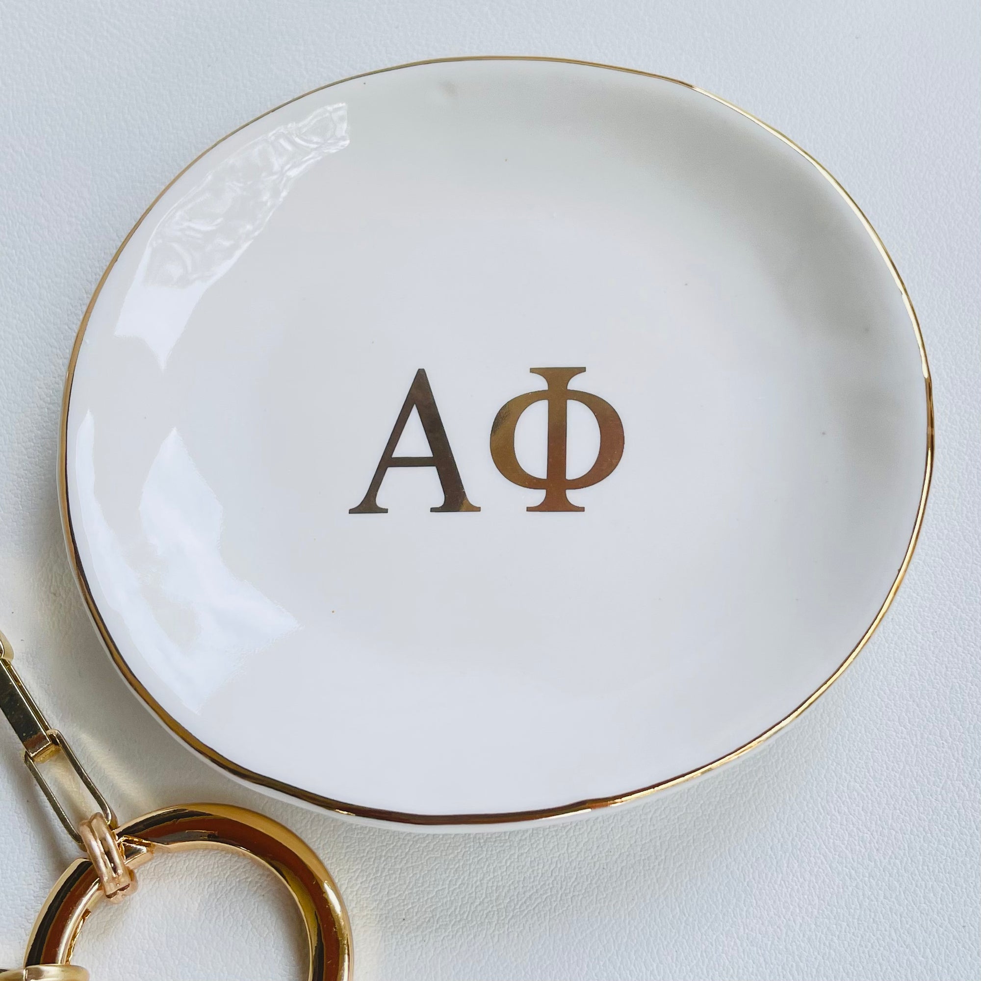Alpha Phi Sorority Ring Dish with gold trim
