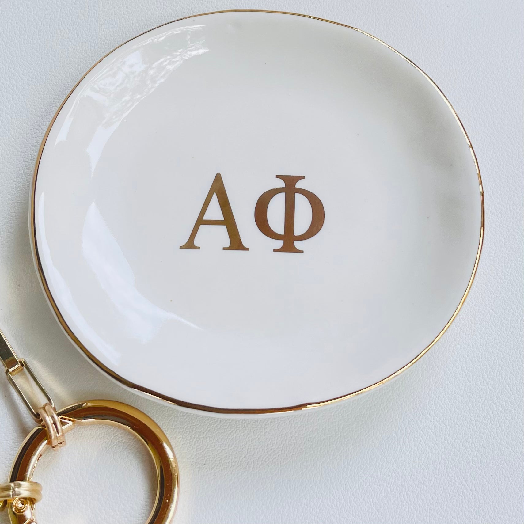 Alpha Phi Sorority Ring Dish with gold trim