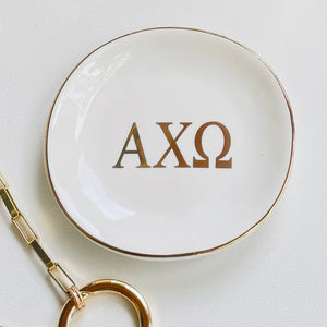 Alpha Chi Omega Sorority Ring Dish with gold trim