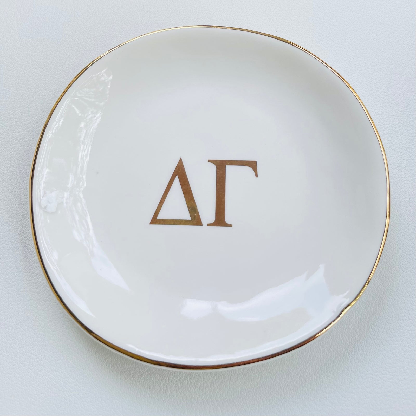 Delta Gamma Sorority Ring Dish with gold trim