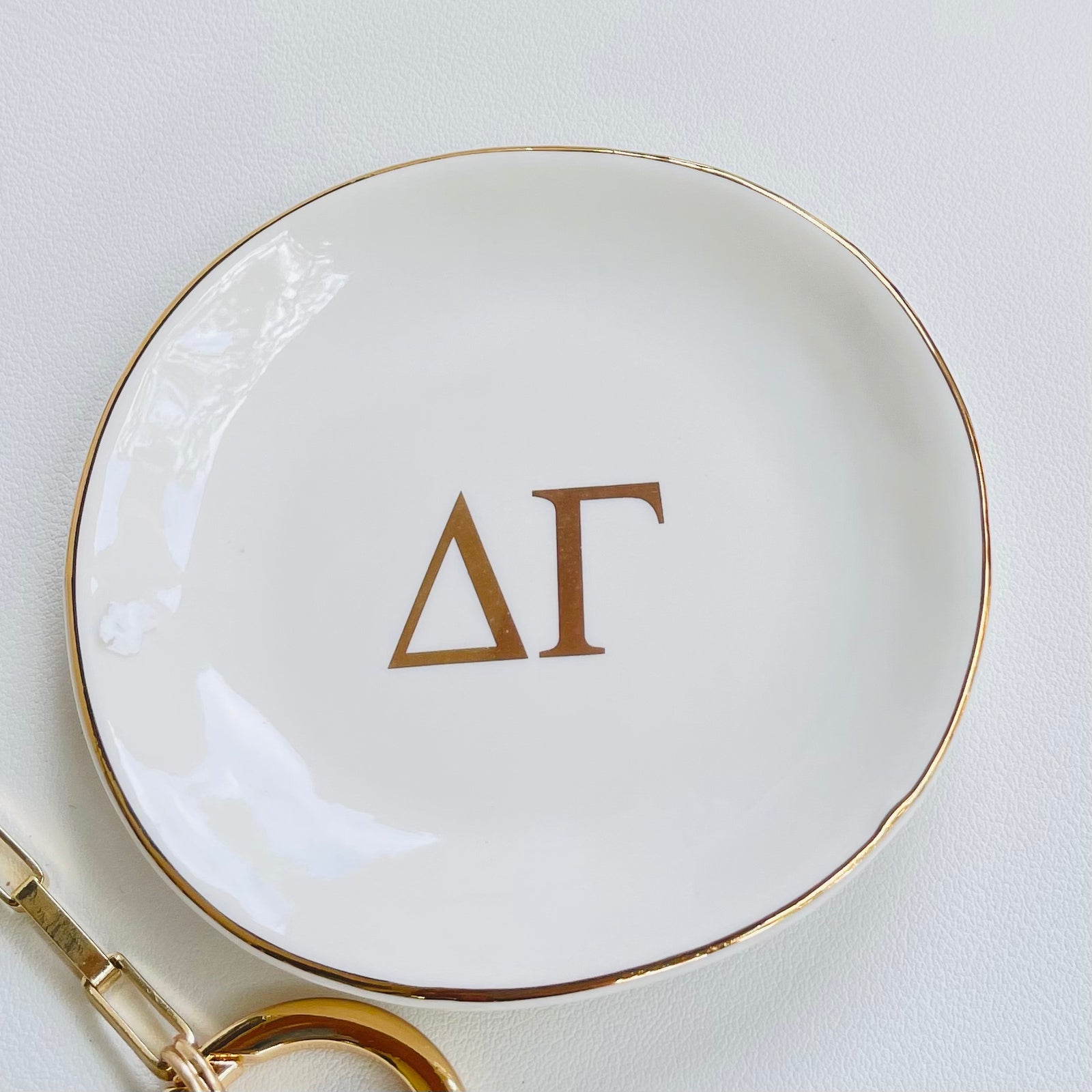 Delta Gamma Sorority Ring Dish with gold trim