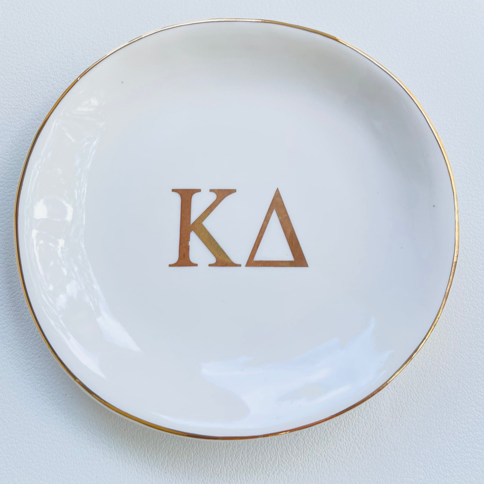 Kappa Delta Sorority Ring Dish with gold trim