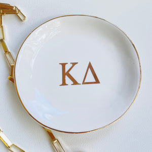Kappa Delta Sorority Ring Dish with gold trim