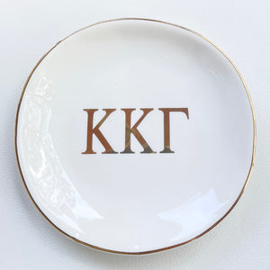 Kappa Kappa Gamma Sorority Ring Dish with gold trim