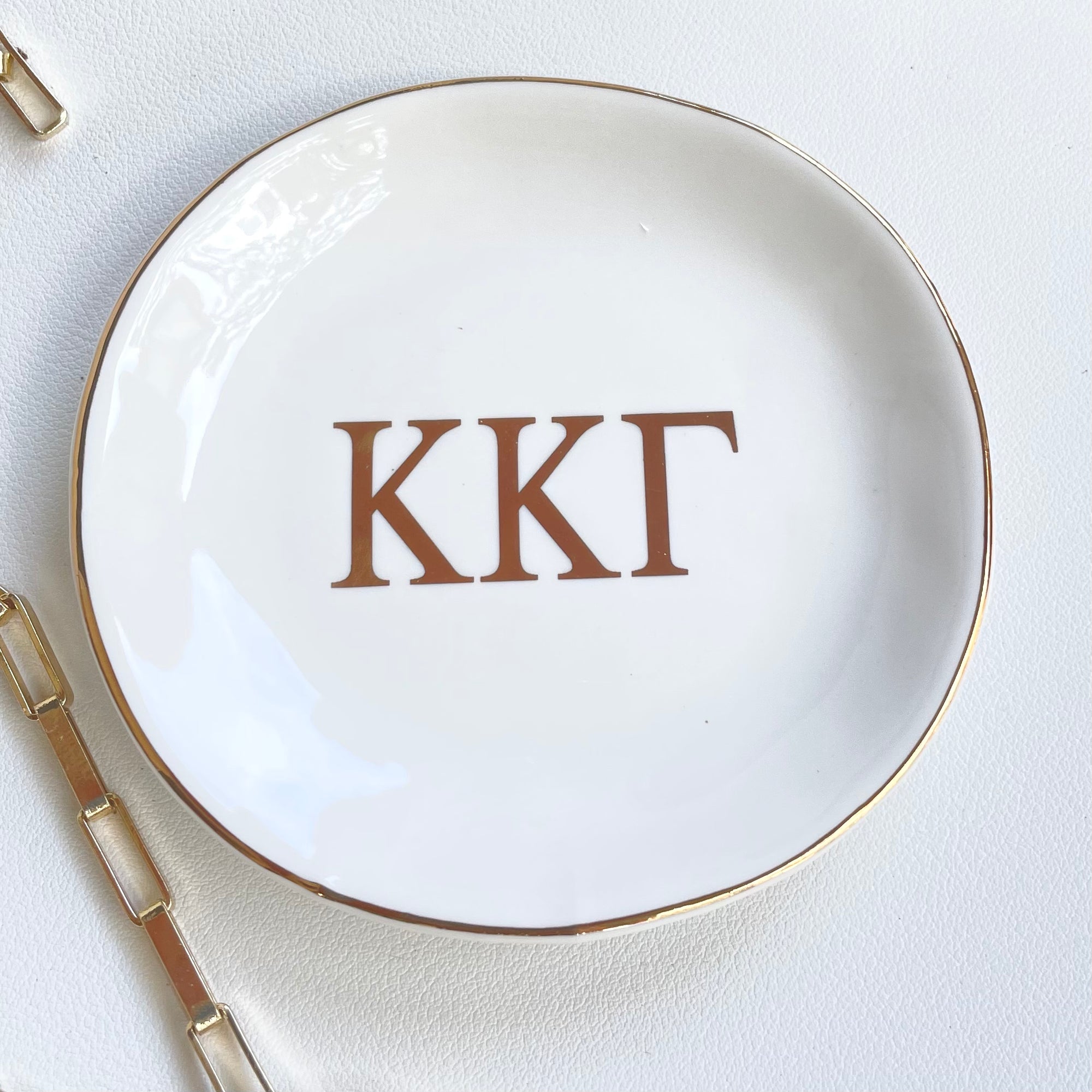 Kappa Kappa Gamma Sorority Ring Dish with gold trim