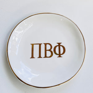 Pi Beta Phi Sorority Ring Dish with gold trim